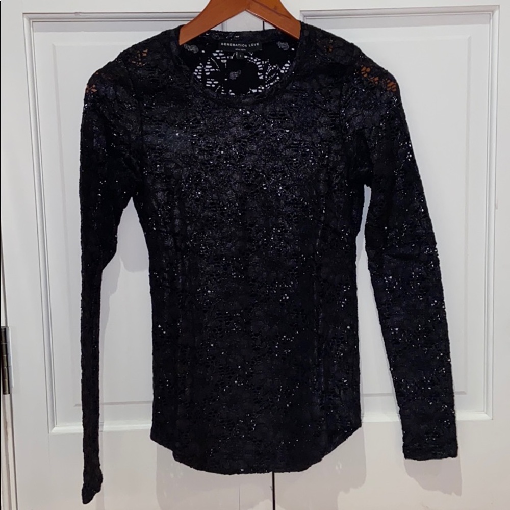 unworn generation love shiny lace floral top